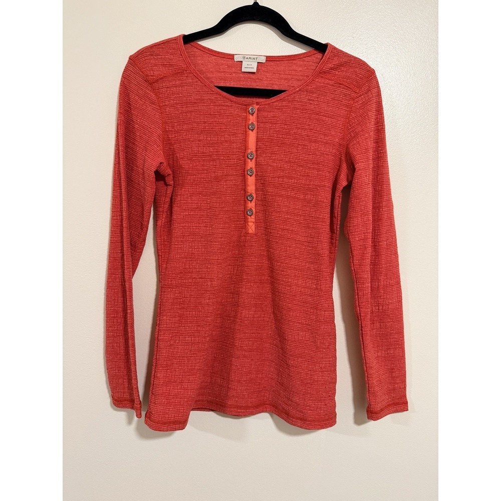 Ariat Y2K Women's Henley Red Size Small Cowgirl Western  Vintage Style Casual